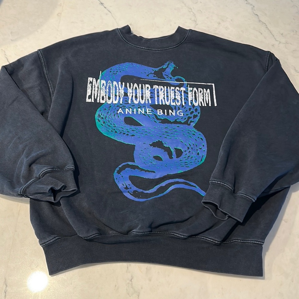 Anine Bing Jaci Snake Viper Sweatshirt Size Small from Revolve